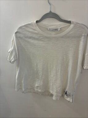 Calvin Klein Jeans Off-White Boxy Cropped Tee